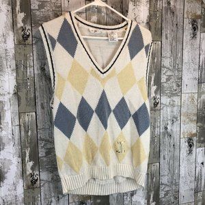 Holly Lane women vintage sweater vest argyle golf club large